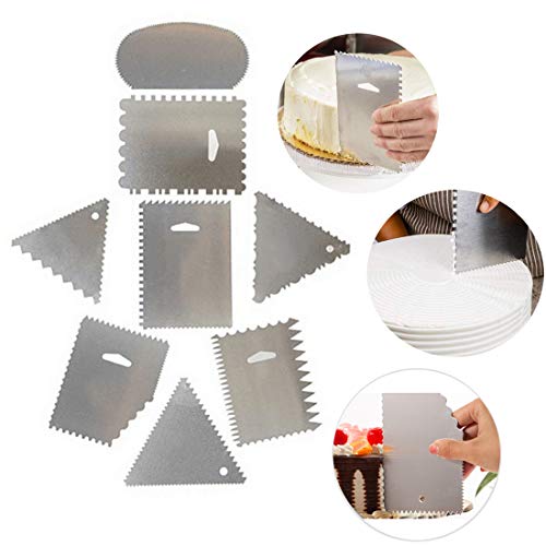 Cake Scraper Buttercream Side Smoother Icing Comb Polisher Pattern  Stainless Steel Decorating Edge DIY Tool Mousse Cream Butter Sugarcraft  Pack of 8
